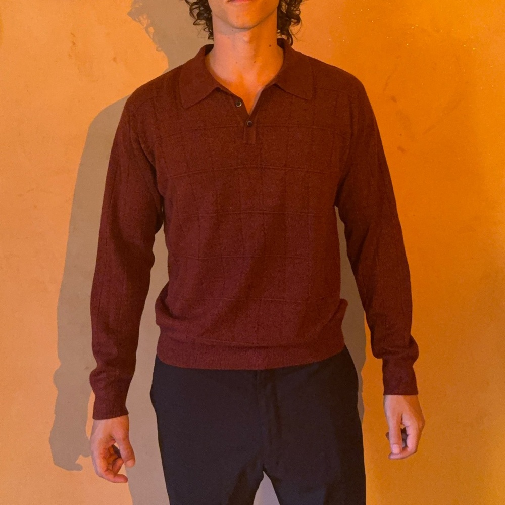 Dockers Men's Burgundy Knit Polo Sweater